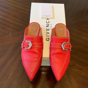 Givenchy Red Elegant Studded Loafers